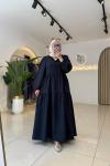 Nazen Tesettür Elbise Koyu Lacivert