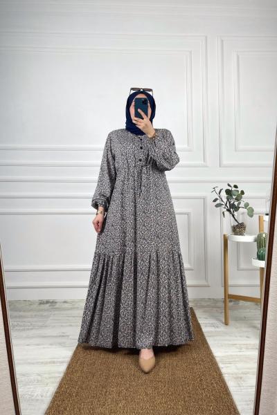 Nil Tesettür Elbise Mavi