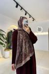 Pamuklu Etnik Desen Şal Bordo