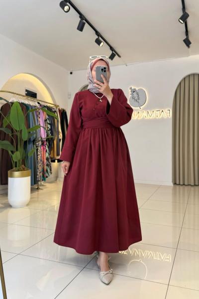 Parla Tesettür Elbise Bordo