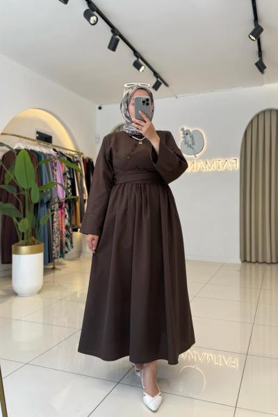 Parla Tesettür Elbise Acı Kahve