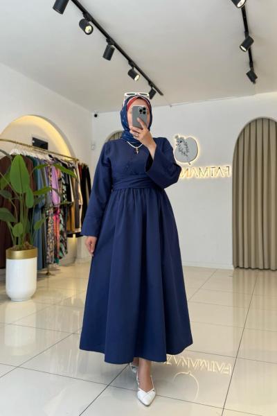 Parla Tesettür Elbise Lacivert