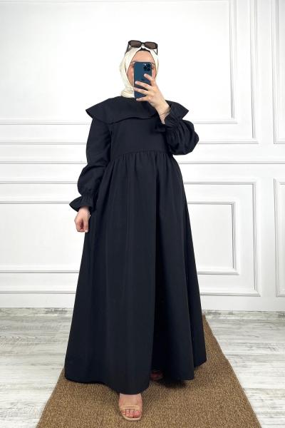 Pelerin Tesettür Elbise Siyah