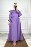 Pelerin Tesettür Elbise Lila