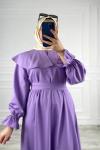 Pelerin Tesettür Elbise Lila