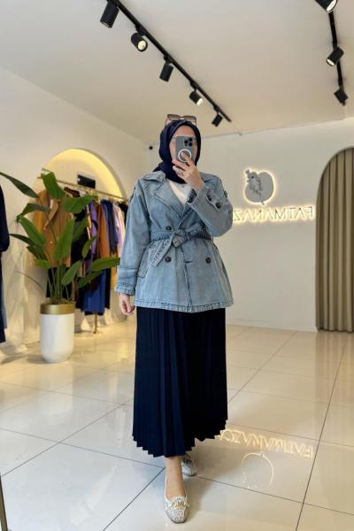 Piliseli Etek Lacivert