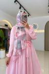 Russe Tesettür Elbise Pembe
