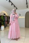 Russe Tesettür Elbise Pembe