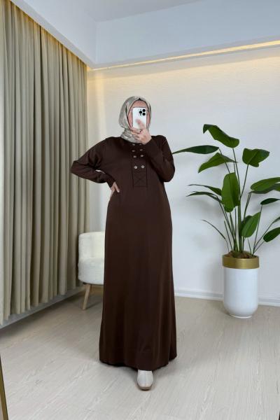 Salen Merserize Elbise Kahverengi