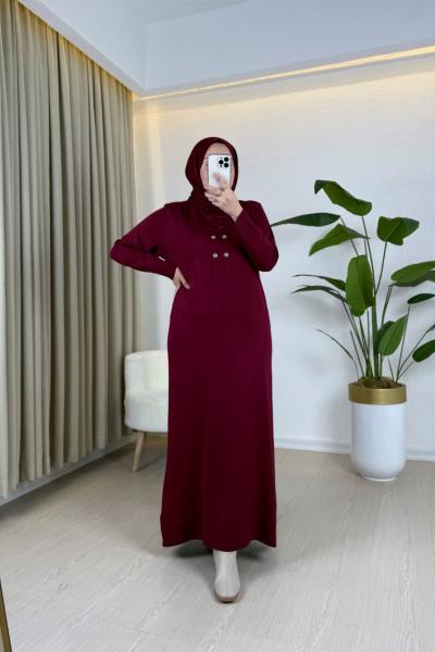 Salen Merserize Elbise Bordo