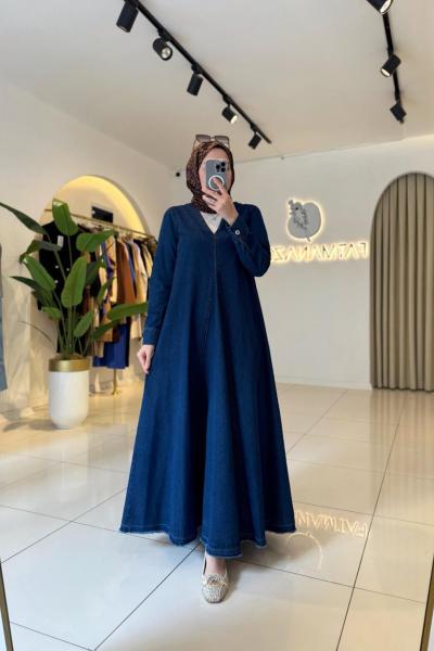 Sera Denim Elbise Koyu Mavi