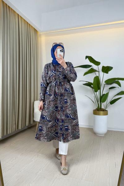 Seren Desenli Gömlek Lacivert