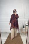 Şifon Püsküllü Tunik Patlıcan Moru