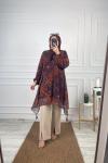 Şifon Püsküllü Tunik Patlıcan Moru
