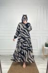 Şifon Tesettür Elbise Zebra