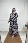 Şifon Tesettür Elbise Zebra