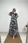 Şifon Tesettür Elbise Zebra