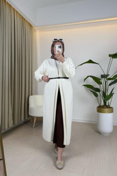 Tam Boy Hırka Beyaz