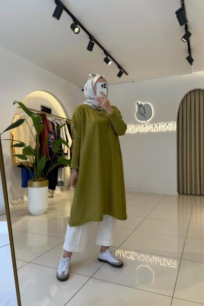 Triko Tunik Fıstık Yeşili
