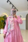 Viyana Tesettür Elbise Pembe
