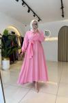 Zambak Tesettür Elbise Pembe