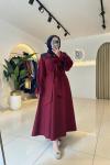 Asil Tesettür Elbise Bordo Bordo
