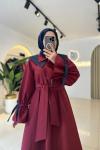 Asil Tesettür Elbise Bordo Bordo