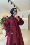 Asil Tesettür Elbise Bordo Bordo