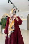 Nazen Tesettür Elbise Bordo Bordo