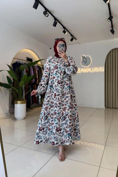 Melis tesettür Elbise Kırmızı Kırmızı