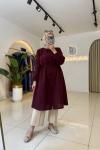 Eylül Müslin Gömlek Bordo Bordo