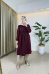 Eylül Müslin Gömlek Bordo Bordo