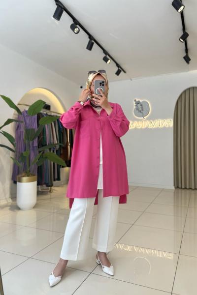 Basic Krep Gömlek Pembe Pembe