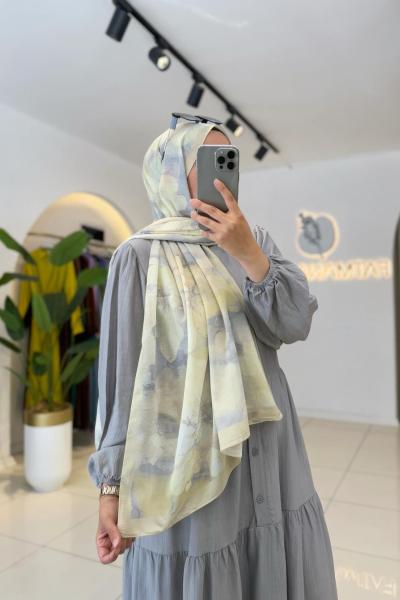 Batik Şal Sarı Gri Sarı