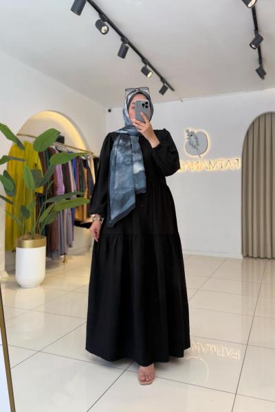 Viyana Tesettür Elbise Siyah Siyah