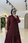 Arizan Tesettür Elbise Bordo Bordo