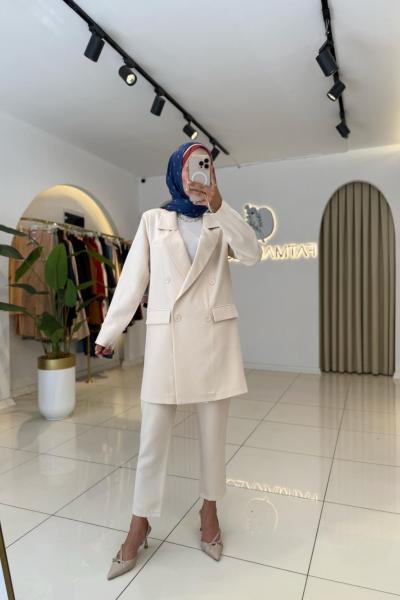 Ceket Takım Krem Lacivert