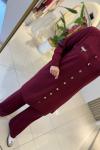 Broşlu Merserize Takım BORDO   Bordo