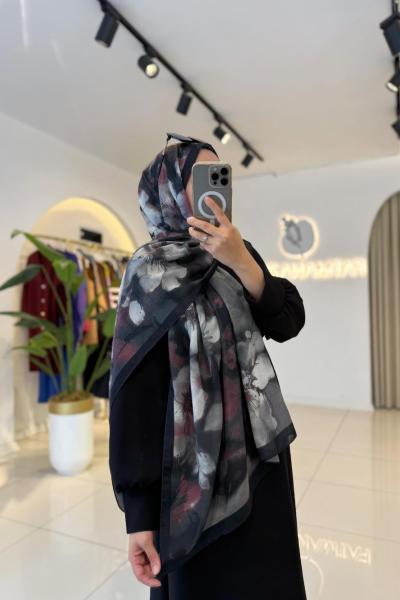 Batik Şal Siyah Mürdüm Siyah Fuşya