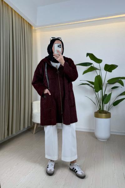 Zişa Angora Kap Bordo Bordo