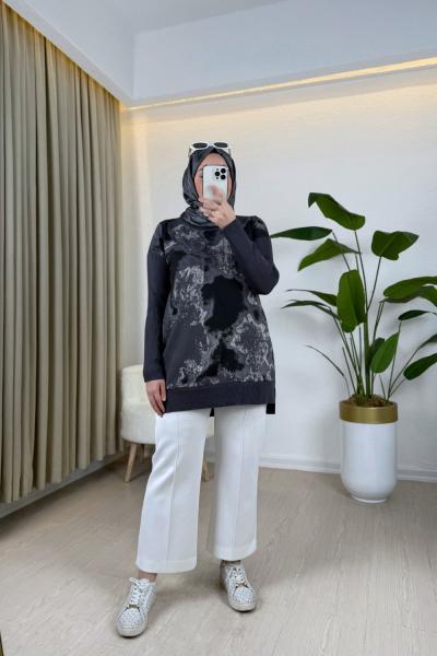 Batik Desen Bluz Gri Gri