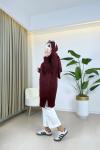 Efide Merserize Hırka Bordo Bordo