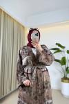 Lara Desenli Kimono Bordo Bordo