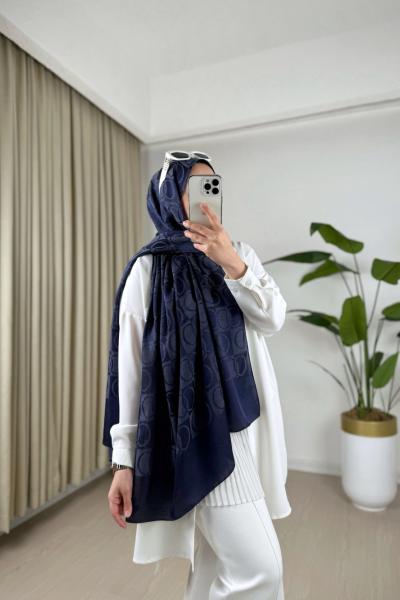 Almira Desen Şal Lacivert Lacivert