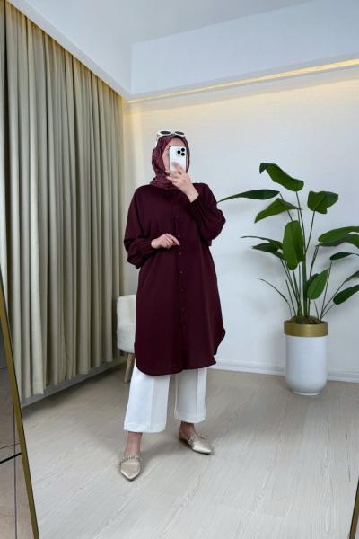 Asel Gömlek Bordo Bordo