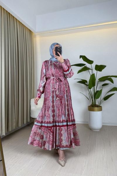 Arizan Tesettür Elbise Pembe Pembe