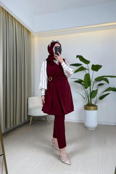 Şura Yelekli Takım Bordo Bordo