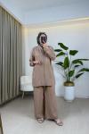 Nela Fermuarlı Takım Bej Camel