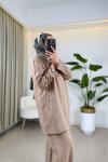 Nela Fermuarlı Takım Bej Camel