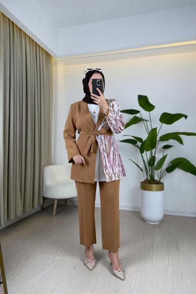 Lewi Krep Pantolon Camel Camel